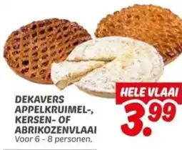 Dekamarkt Dekavers appelkruimel , kersen of abrikozenvlaai aanbieding