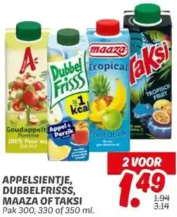 Dekamarkt Appelsientje, dubbelfrisss, maaza of taksi aanbieding