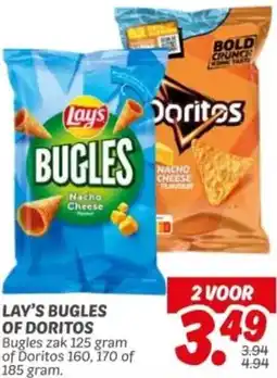 Dekamarkt Lay's bugles of doritos aanbieding