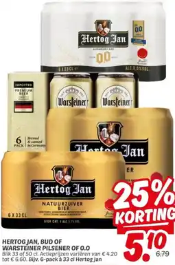 Dekamarkt Hertog jan, bud of warsteiner pilsener of 0.0 aanbieding