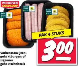 Nettorama Varkenssaucijzen, gehaktburgers of zigeuner gehaktschnitzels aanbieding