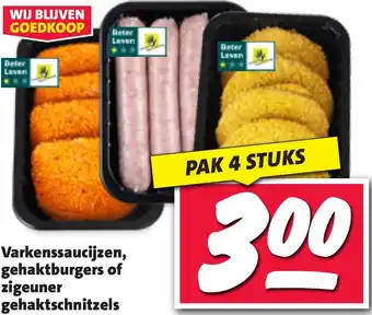 Nettorama Varkenssaucijzen, gehaktburgers of zigeuner gehaktschnitzels aanbieding
