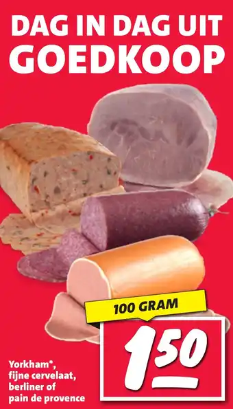 Nettorama Yorkham, fijne cervelaat, berliner of pain de provence aanbieding