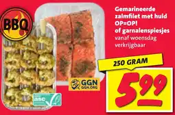 Nettorama Gemarineerde zalmfilet met huid of garnalenspiesjes aanbieding