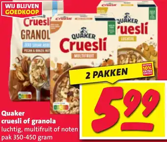 Nettorama Quaker cruesli of granola aanbieding