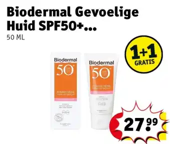 Kruidvat Biodermal Gevoelige Huid SPF50+ aanbieding