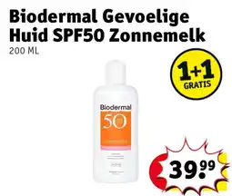 Kruidvat Biodermal Gevoelige Huid SPF50 Zonnemelk aanbieding