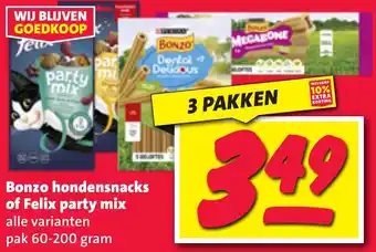 Nettorama Bonzo hondensnacks of Felix party mix aanbieding
