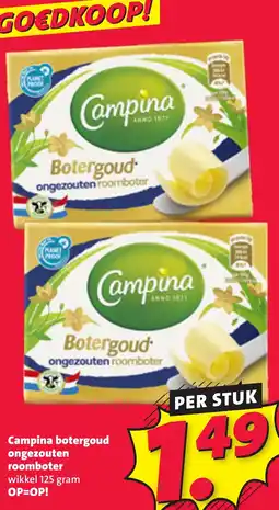 Nettorama Campina botergoud ongezouten roomboter aanbieding