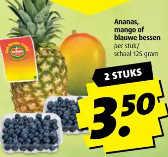 Boni Ananas, mango of blauwe bessen aanbieding