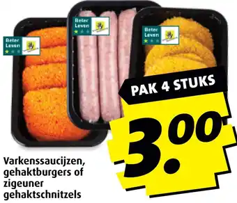 Boni Varkenssaucijzen, gehaktburgers of zigeuner gehaktschnitzels aanbieding