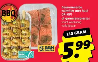 Boni Gemarineerde zalmfilet met huid of garnalenspiesjes aanbieding