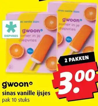 Boni G'woon sinas vanille ijsjes aanbieding