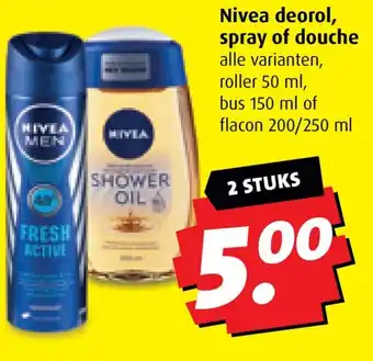 Boni Nivea deorol, spray of douche aanbieding
