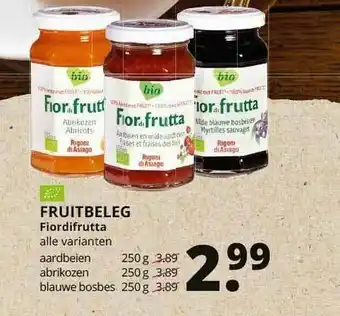 Natuurwinkel Fruitbeleg Fiordifrutta Aardbeien, Abrikozen Of Blauwe Bosbes aanbieding