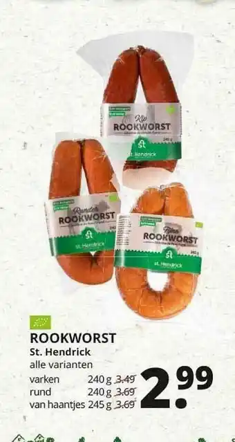 Natuurwinkel Rookworst St. Hendrick Varken, Rund Of Van Haantjes aanbieding