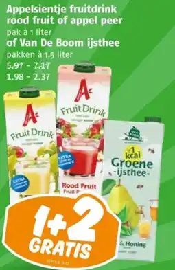 Poiesz Appelsientje fruitdrink rood fruit of appel peer of Van De Boom ijsthee aanbieding