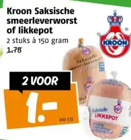 Poiesz Kroon Saksische smeerleverworst of likkepot aanbieding