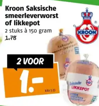 Poiesz Kroon Saksische smeerleverworst of likkepot aanbieding