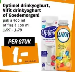 Poiesz Optimel drinkyoghurt, Vifit drinkyoghurt of Goedemorgen! aanbieding
