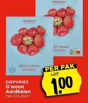 Vomar Voordeelmarkt DIEPVRIES G'woon Aardbeien aanbieding