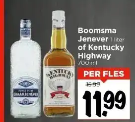 Vomar Voordeelmarkt Boomsma Jenever 1 liter of Kentucky Highway 700 ml aanbieding