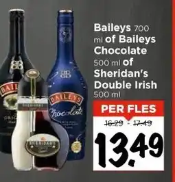 Vomar Voordeelmarkt Baileys 700 ml of Baileys Chocolate 500 ml of Sheridan's Double Irish 500 ml aanbieding