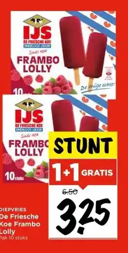 Vomar Voordeelmarkt DIEPVRIES De Friesche Koe Frambo Lolly aanbieding