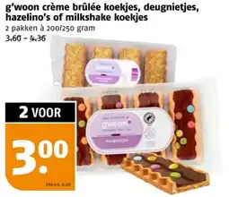 Poiesz g'woon crème brûlée koekjes, deugnietjes, hazelino's of milkshake koekjes aanbieding