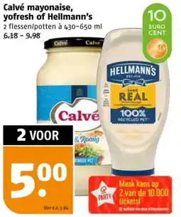 Poiesz Calvé mayonaise, yofresh of Hellmann's aanbieding