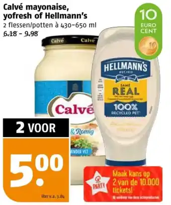 Poiesz Calvé mayonaise, yofresh of Hellmann's aanbieding
