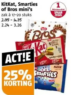 Poiesz KitKat, Smarties of Bros mini's aanbieding
