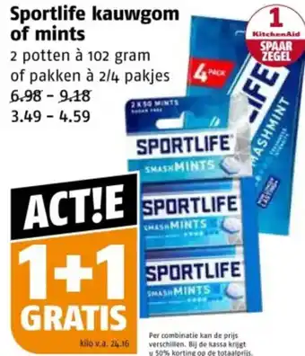Poiesz Sportlife kauwgom of mints aanbieding