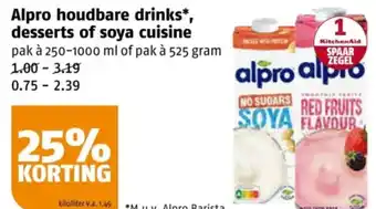 Poiesz Alpro houdbare drinks, desserts of soya cuisine aanbieding