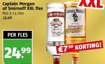 Poiesz Captain Morgan of Smirnoff XXL fles aanbieding
