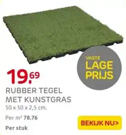 Praxis Rubber tegel met kunstgras aanbieding