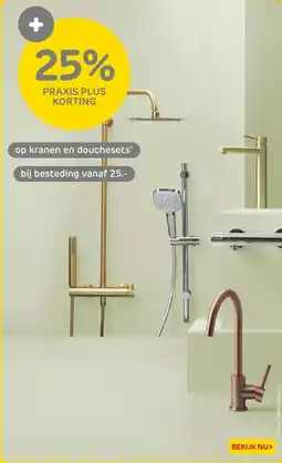 Praxis Op kranen en douchesets aanbieding
