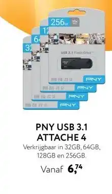 Primera PNY USB 3.1 ATTACHE 4 aanbieding