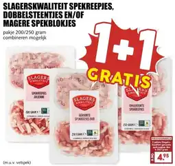 MCD Supermarkt SLAGERSKWALITEIT SPEKREEPJES, DOBBELSTEENTJES EN/OF MAGERE SPEKBLOKJES aanbieding