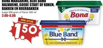 MCD Supermarkt BONA MARGARINE, BLUE BAND HALVARINE, GOEDE START OF KOKEN, BAKKEN EN ROERBAKKEN aanbieding