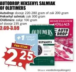 MCD Supermarkt AUTODROP, HEKSEHYL SALMIAK OF OLDTIMERS aanbieding
