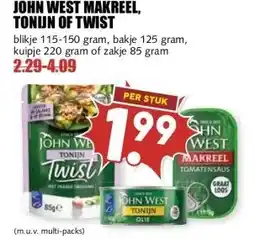 MCD Supermarkt JOHN WEST MAKREEL, TONIJN OF TWIST aanbieding