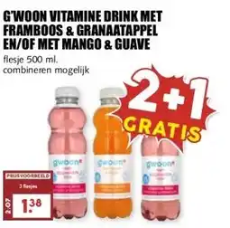MCD Supermarkt G'WOON VITAMINE DRINK MET FRAMBOOS & GRANAATAPPEL EN/OF MET MANGO & GUAVE aanbieding