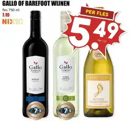 MCD Supermarkt GALLO OF BAREFOOT WIJNEN aanbieding