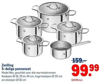 Makro Zwilling 5-delige pannenset aanbieding
