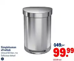 Makro Simplehuman afvalbak aanbieding