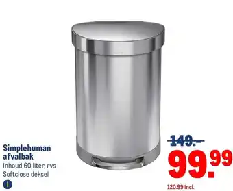 Makro Simplehuman afvalbak aanbieding