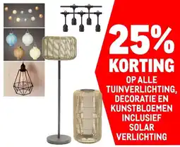 Makro OP ALLE TUINVERLICHTING, DECORATIE EN KUNSTBLOEMEN INCLUSIEF SOLAR VERLICHTING aanbieding
