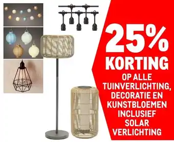 Makro OP ALLE TUINVERLICHTING, DECORATIE EN KUNSTBLOEMEN INCLUSIEF SOLAR VERLICHTING aanbieding