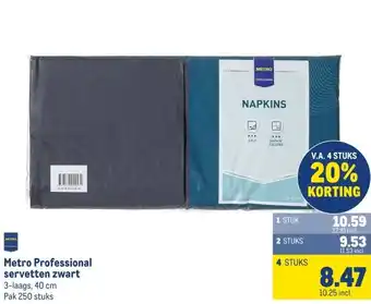 Makro Metro Professional servetten zwart aanbieding
